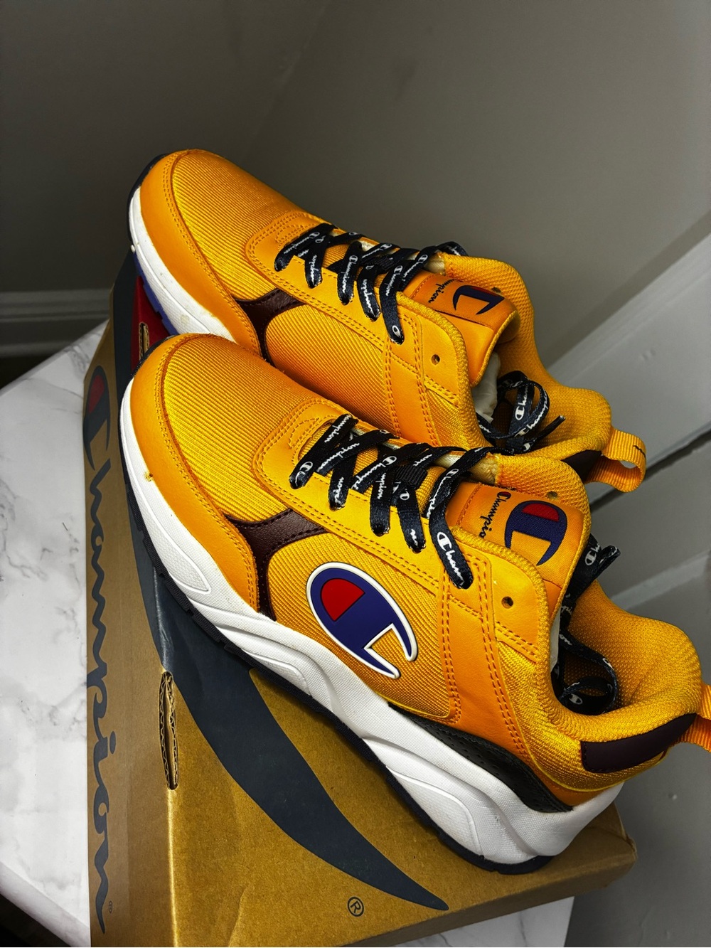 Champion Kids Yellow and Black Accent Sneakers